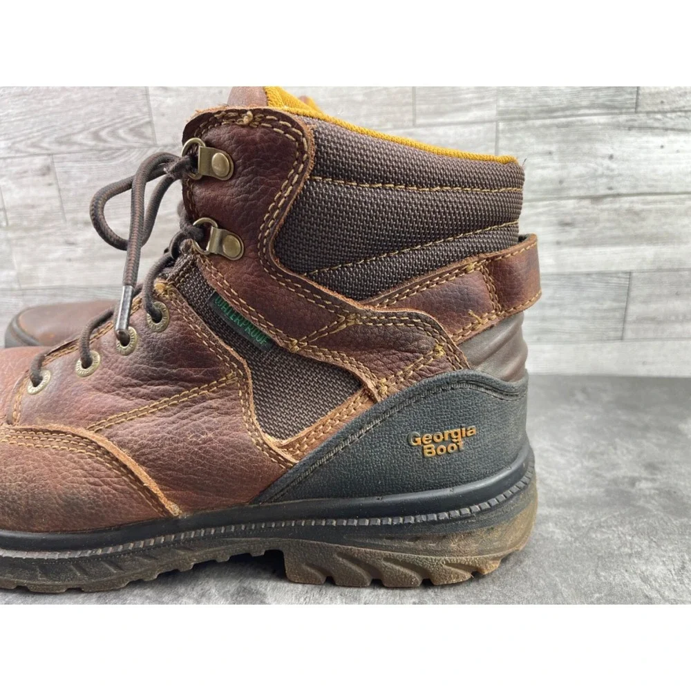 Georgia Zero Drag 6in Safety Boots Mens 13M Brown Leather Steel Toe Work Hi